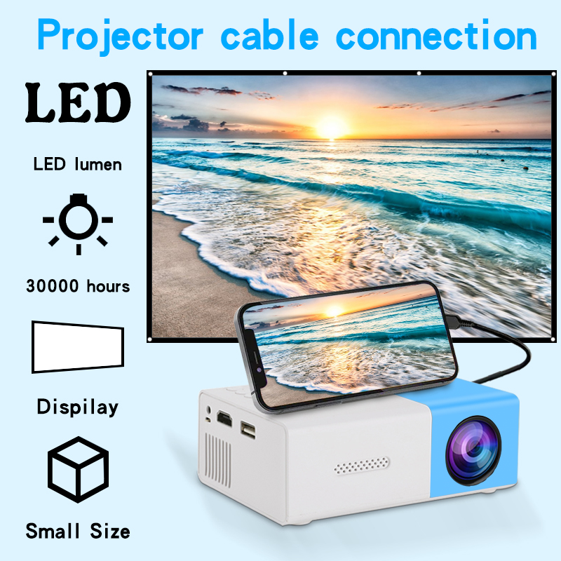 Home Cinema Compact - โปรเจคเตอร์ความละเอียดสูงพิเศษสำหรับการฉายภาพบนผนังห้องนอนที่บ้าน, โฮมเธียเตอร์พร้อมการฉายภาพหน้าจอโทรศัพท์มือถือ, สำนักงานทีวี
