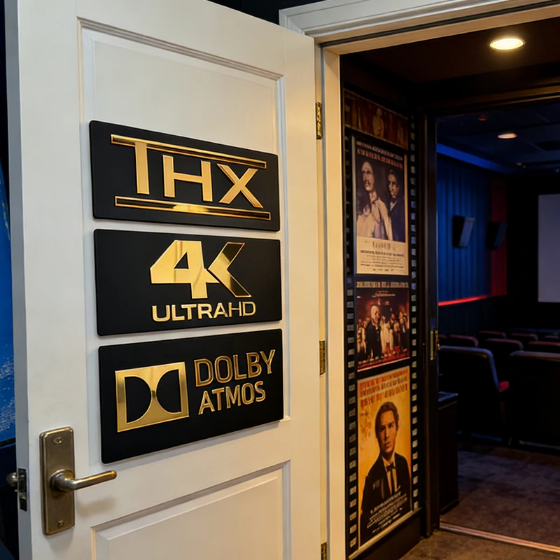 ป้ายติดผนังอะคริลิคกระจกสีทอง  - Home Cinema Dts X บทวิจารณ์และราคา